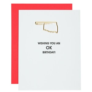 Ik wens je een fijne verjaardag - Oklahoma paperclip boekdruk kaart