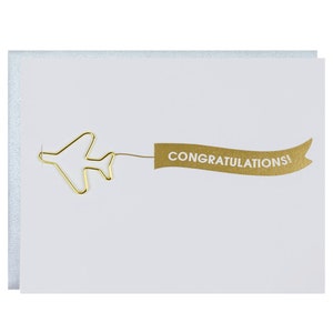 Vliegtuigbanner Gefeliciteerd - paperclip boekdrukkaart