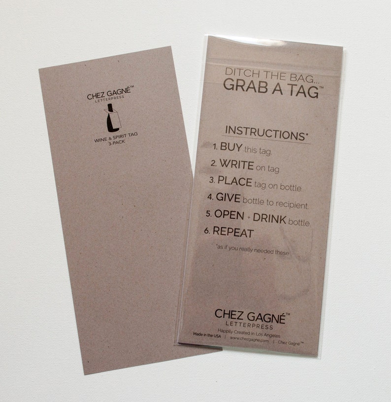 Love The Wine You/'re With Wine Letterpress Tags Set of Three Wine Lover Gift