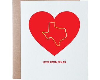 Love From Texas - Paper Clip Letterpress Card