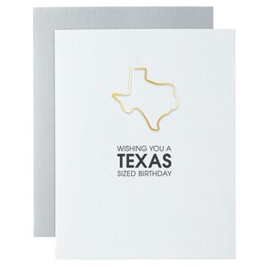 Deseándole un cumpleaños del tamaño de Texas - Tarjeta tipográfica con clip de papel