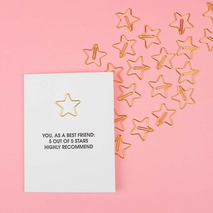 Du, als Beste Freundin 5 von 5 Sternen. Sehr zu empfehlen - Büroklammer Letterpress Card