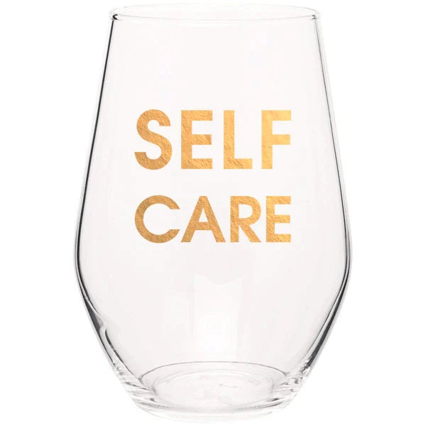 Self-Care - Gold Foil Stemless Wine Glass