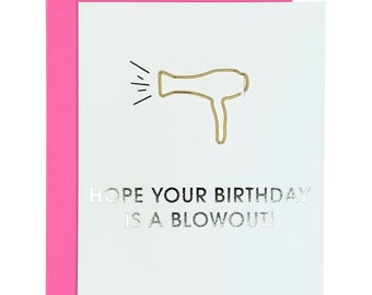 Birthday Blowout Paper Clip Foil Letterpress Card