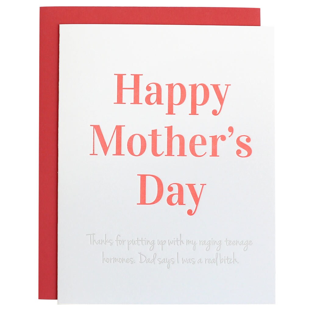 Funny Mother's Day Card. Teenage Hormones Mother's Day | Etsy