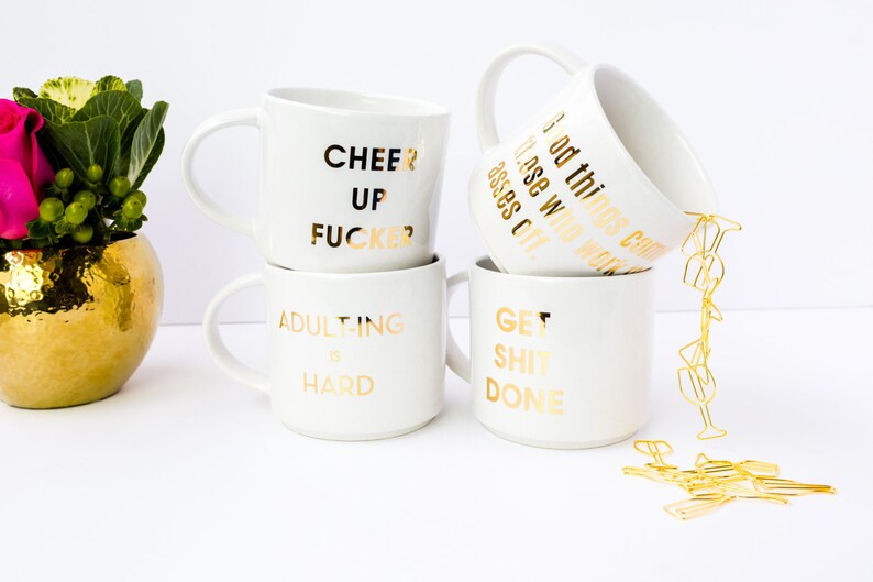 Good Things Come Gold Metallic Foil Coffee Mug Etsy