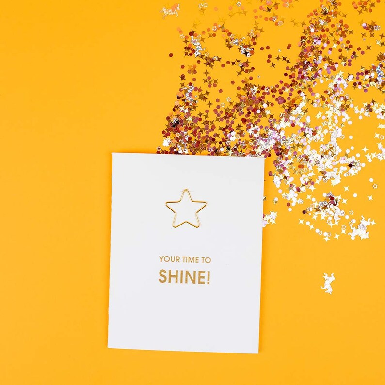 Your Time to Shine Star Paper Clip Letterpress Card image 2