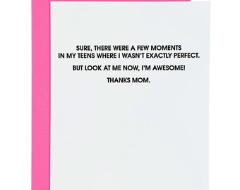 I'm Awesome, Thanks Mom - Letterpress Card