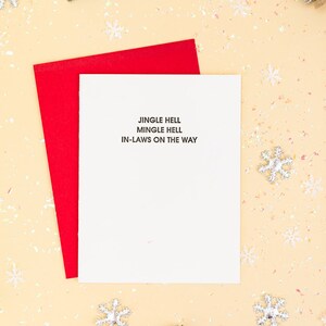 Jingle Hell, Mingle Hell, beaux-parents en chemin - Carte typographique