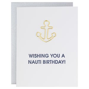 Je vous souhaite un anniversaire Nauti - Carte typographique avec trombone