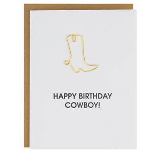 Joyeux anniversaire, cow-boy - Carte typographique avec trombone