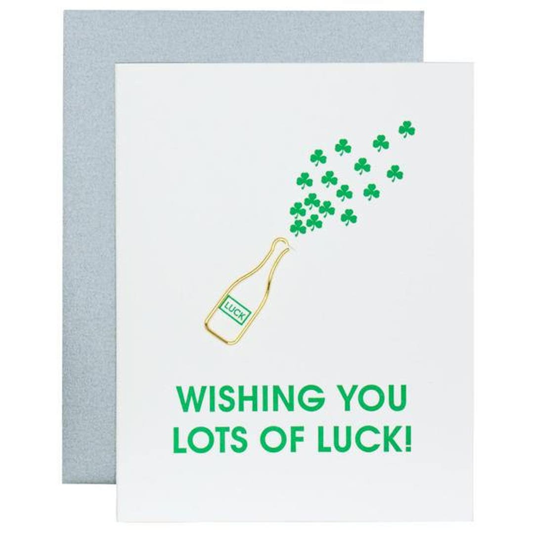 Funny. Wishing You Lots of Luck Paper Clip Card. Letterpress Etsy