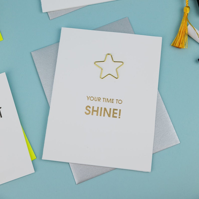 Your Time to Shine Star Paper Clip Letterpress Card image 4