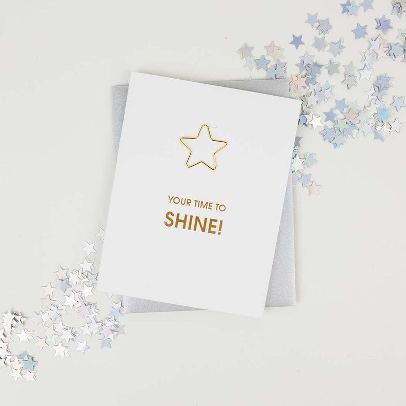 Your Time to Shine Star Paper Clip Letterpress Card image 5