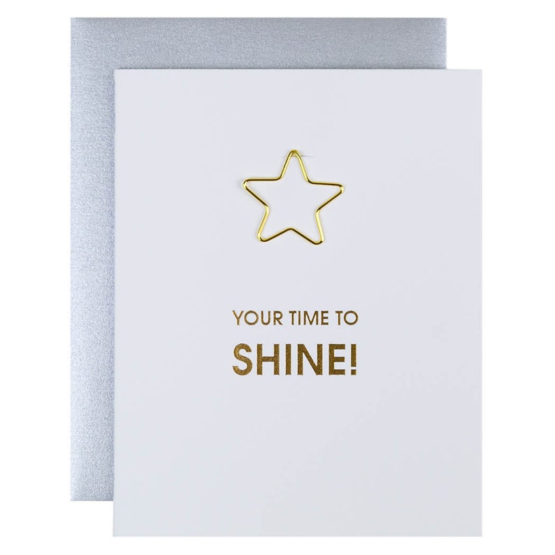 Your Time to Shine Star Paper Clip Letterpress Card image 1