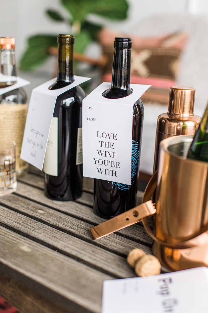Love The Wine You/'re With Wine Letterpress Tags Set of Three Wine Lover Gift