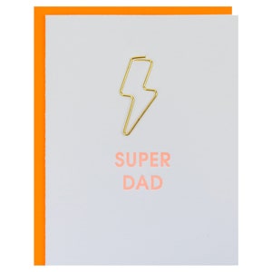 Super Pai - Cartão de impressão tipográfica com clipe de papel Lightning Bolt