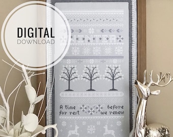 Winter Sampler Cross Stitch pattern download