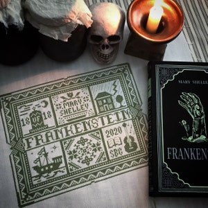 Frankenstein SAL, Stitching Book Club, cross stitch book club