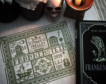 Frankenstein SAL, Stitching Book Club, cross stitch book club