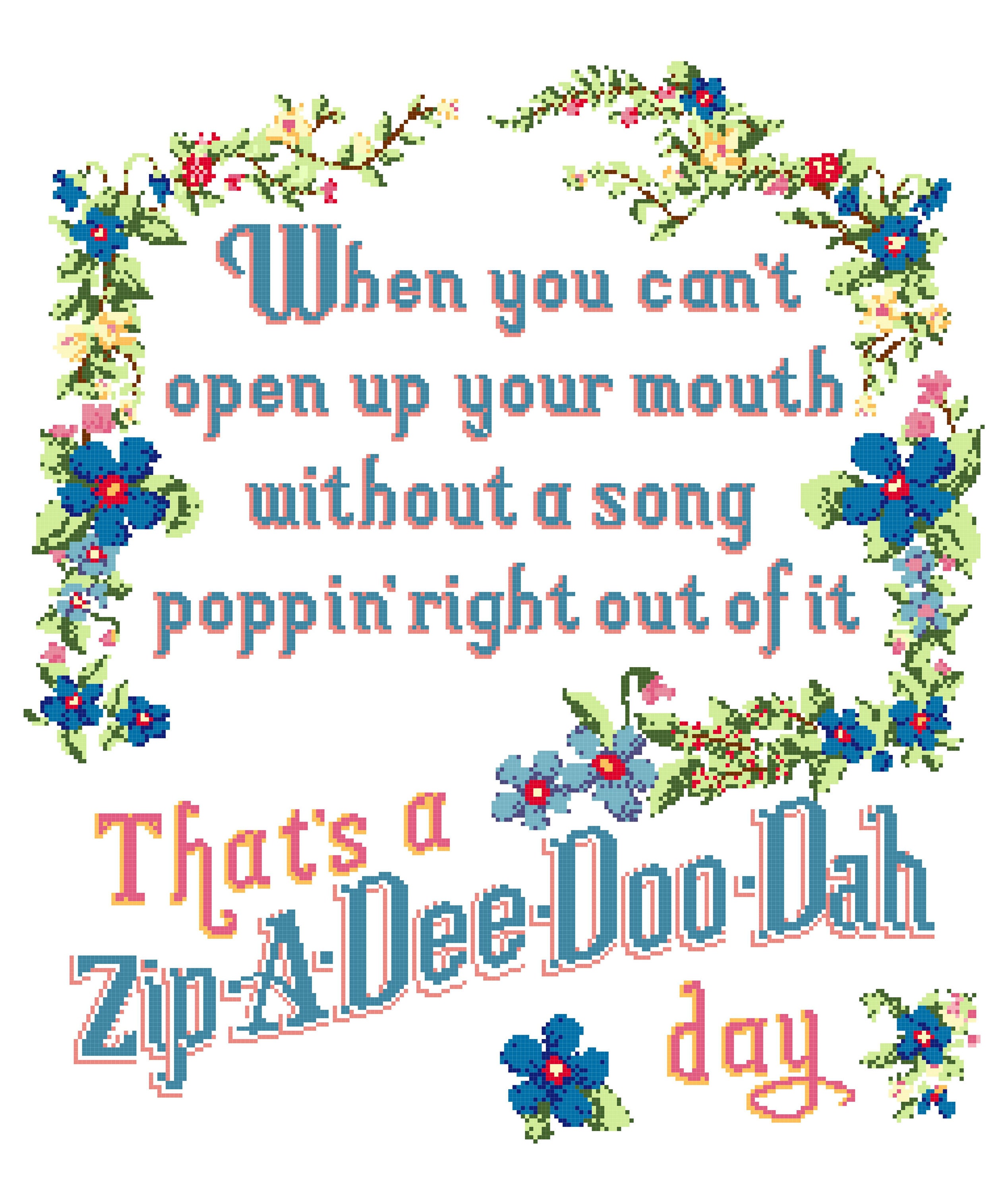 ZipADeeDooDah Day Cross Stitch pattern Splash Mountain Etsy