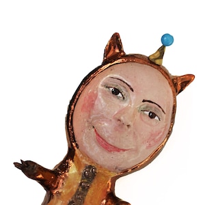 OOAK ORIGINAL Hand-made collectible ceramics. Cats are bastards, ceramic sculpture ART doll , figurine by Dorota Urbaniak-Pelka