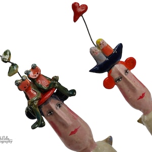 Handmade Ceramic Figurines: &quot;Fingers&quot; Collection, Chamotte Clay Sculpture (Set of 2)