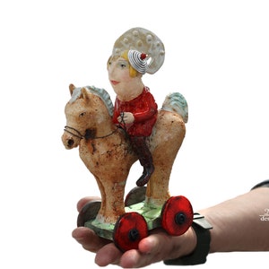 Carmine Rider Jo,  On the roads of the world -  HORSE,  CERAMIC, SCULPTURE,  from the &quot;Parallel world&quot;