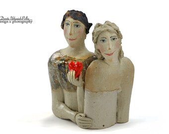 A double portrait and its fascinating case history - ceramic sculpture - sculpture from the "Parallel World" collection - Cela37