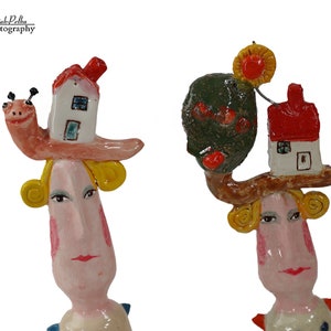 Attention, attention, everyone has the house they want - 2 pieces - ceramic figurines - &quot;Fingers&quot; - &quot;Parallel World&quot; collection