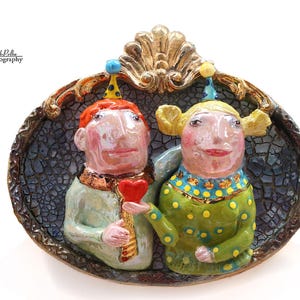 artistic tile on the wall, For the needs of the soul and heart - bas-relief -  the &quot;Parallel world&quot; OOAK, ART doll  by Dorota Urbaniak-Pelka