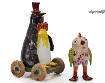 Bird emigration to warm countries - birds of all continents, unite -  a set of two ceramic figures from the "Parallel World" collection