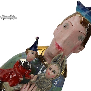 Puppeteer - Meeting with a rabbit - ceramic sculpture from the &quot;Parallel World&quot; collection by Cela37