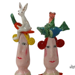 Attention, attention, great maneuvers are taking place - 2 pieces - ceramic figurines - &quot;Fingers&quot; - &quot;Parallel World&quot; collection