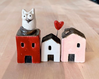 Set casette in ceramica a tema gatto