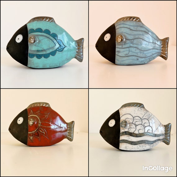 Sculpture Fish S Slab Ceramic Sculpture. Seaside House Fish Ornament -   Canada