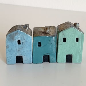 Colorful ceramic village miniature houses set image 2