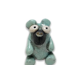 Scultura miniatura Orso  in ceramica, Bomboniera in ceramica. Orso colorato in ceramica raku da collezione orso polare raku. orso bruno