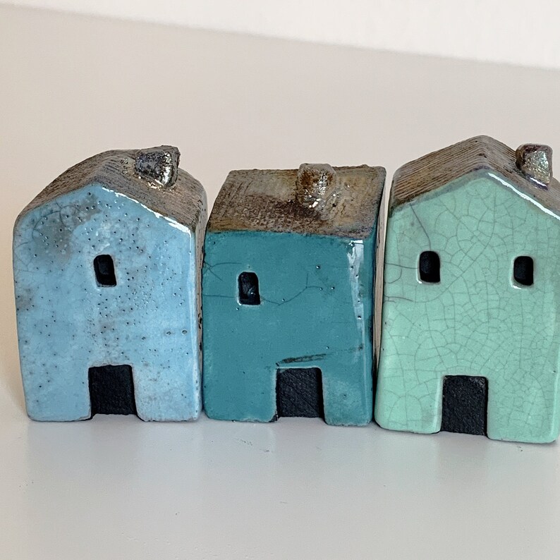 Colorful ceramic village miniature houses set image 9