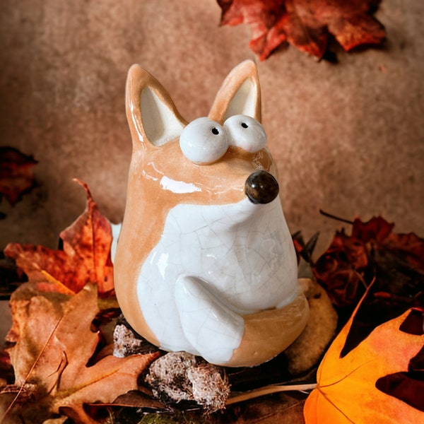 Fox S ceramic sculpture, forest animals