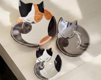 Set Di 3 Ciotole In Ceramica Per Gatti Con Base Antiscivolo - Morbide, Facili Da Pulire, Ideali Per Mangiare E Bere