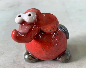 Miniature Elephant XS sculpture in ceramic /collectible lucky charm/ceramic art/