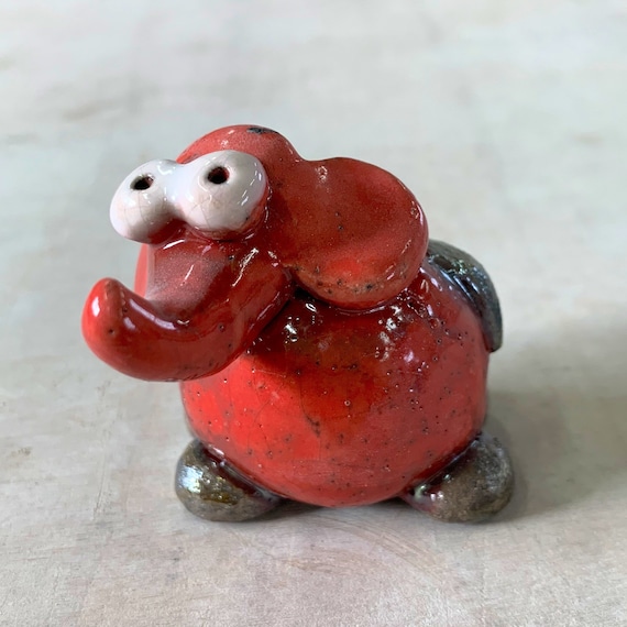 Miniature Elephant XS sculpture in ceramic /collectible lucky charm/ceramic art/