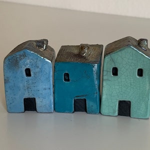 Colorful ceramic village miniature houses set image 10