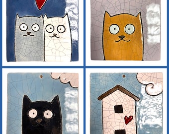 Cats ceramic tile tile