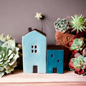 Set of 2 small ceramic houses. Splendid collection of sweet little ceramic houses.