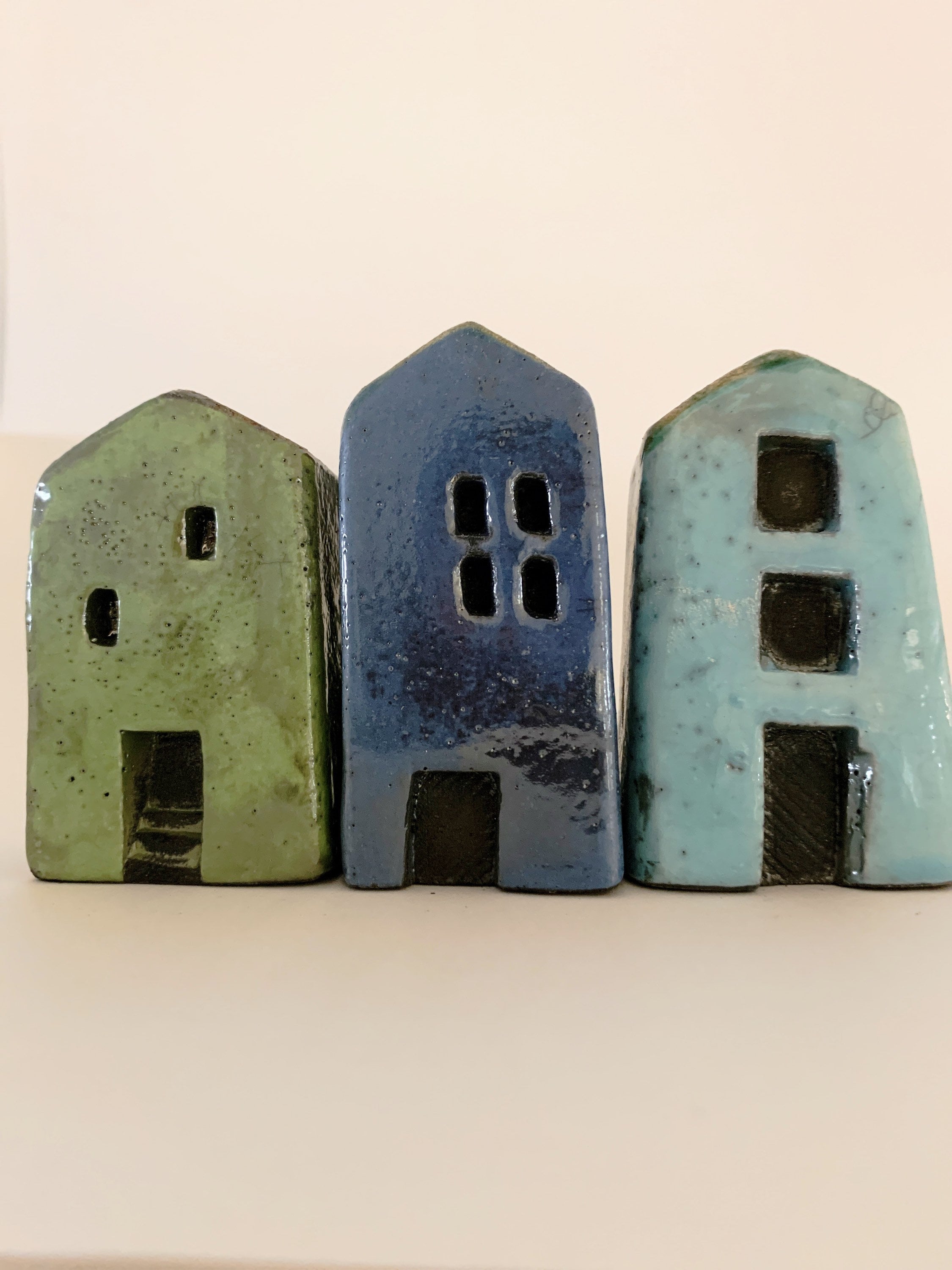 Set 3 Raku Ceramic Village Houses/ceramic Village Etsy UK