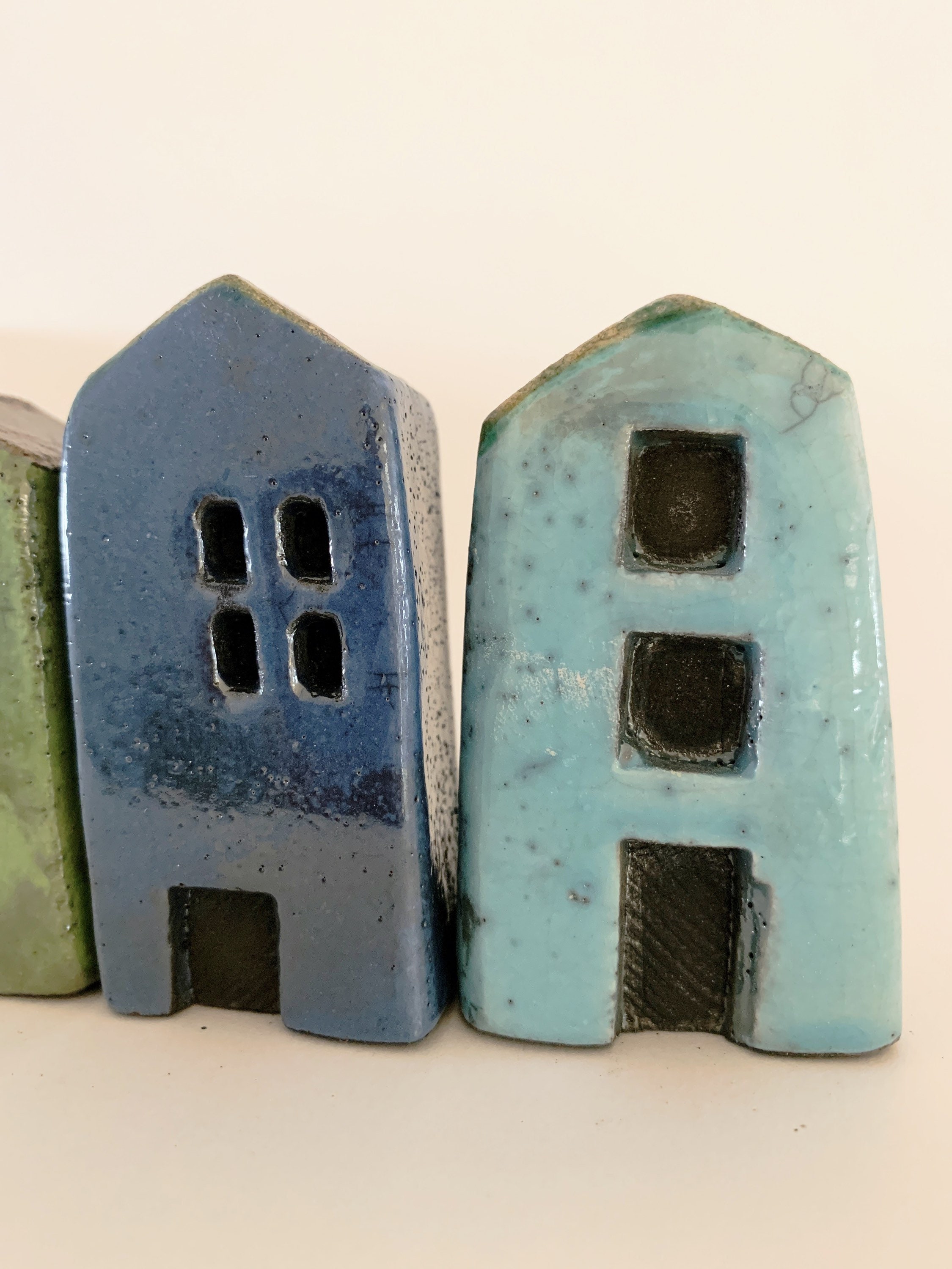 Set 3 Raku Ceramic Village Houses/ceramic Village Etsy UK