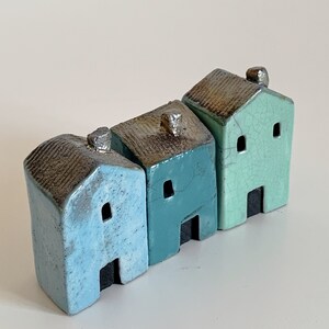 Colorful ceramic village miniature houses set image 8