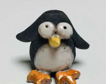 Raku ceramic penguin